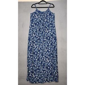 EVEREVE ROAN & RYAN Willa Floral Maxi Dress Womens Small Blue Tank Round Neck